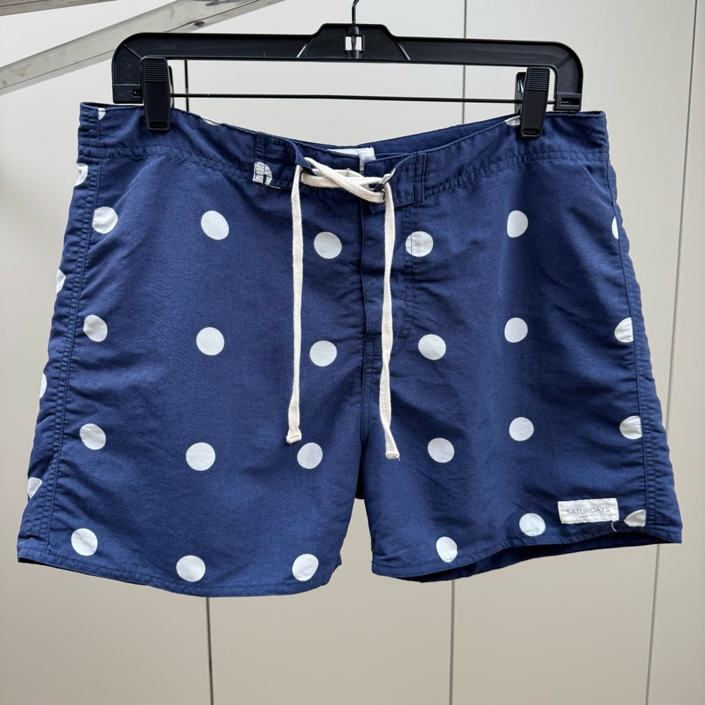 Saturdays New York City Blue Polka Dot Swim Trunks